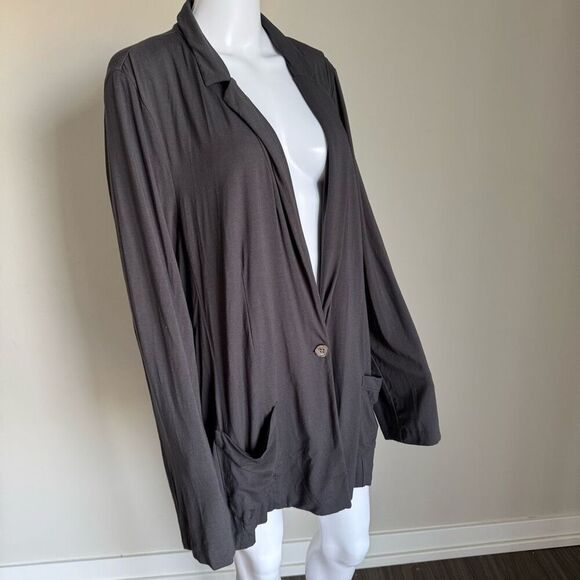 J. Jill Stretch Rayon Knit Blazer Size XL long Sleeve Dark Grey - Picture 3 of 6